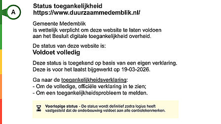 Status toegankelijkheid: duurzaammedemblik.nl heeft status A